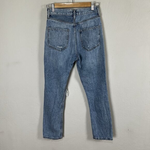 Agolde Riley High Rise Straight Crop Jeans Size 23 Blitz Wash Denim Button Fly - Picture 6 of 14